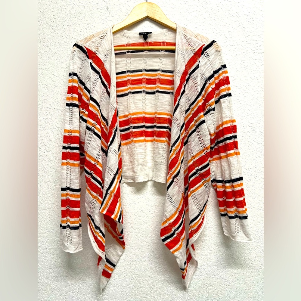 *Torrid White Striped Hi-Lo Open Front Cardigan Sheer Size 2  2X